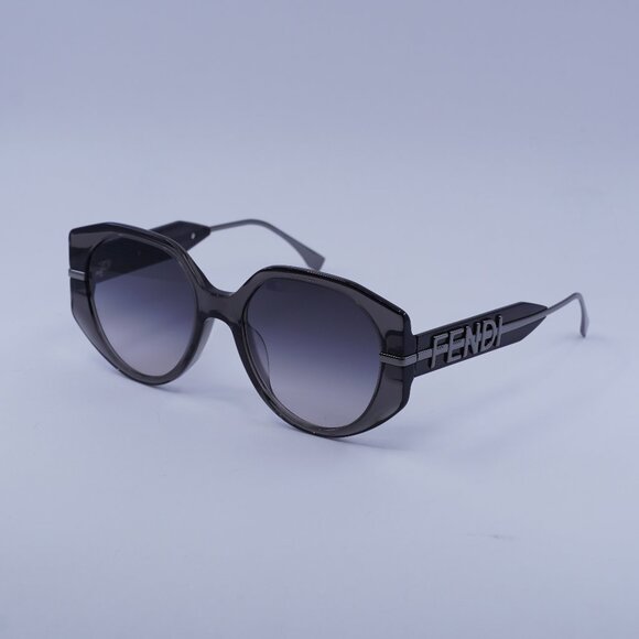 Fendi FE40083U 20B Sunglasses Shiny Grey Butterfly Frame, Smoke Lenses - Picture 1 of 10